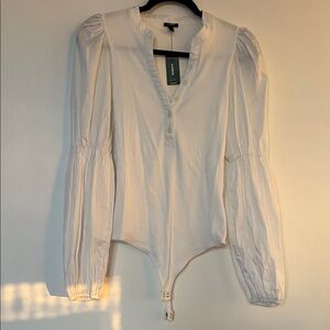 Express White Button-Up Bodysuit